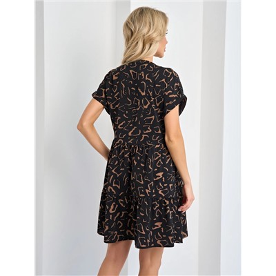 Платье короткое чёрное с воланом