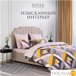 Estia ЛАФОНТ КПБ 145х215-1/180х220-1/50х70-2, 4 пр., хл./сатин коричневый/розовый