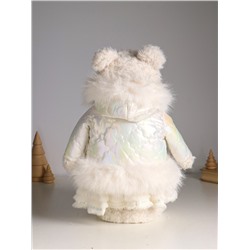 Интерьерная кукла текстильная «Медведица в белом пуховике», раздвижная 37-65 см, 23×16×37 см