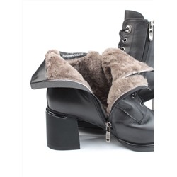 04-M3-2274 BLACK Ботинки зимние женские (натуральная кожа, натуральный мех)