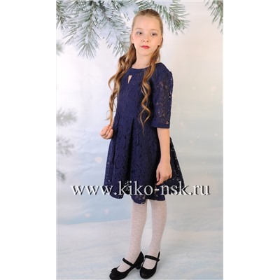 2192 Платье Angel mind кружевное Темно-синий/152