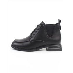 01-M43-23 BLACK Ботинки демисезонные женские (натуральная кожа, байка)