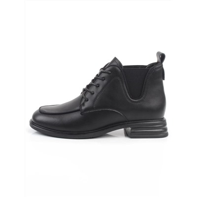 01-M43-23 BLACK Ботинки демисезонные женские (натуральная кожа, байка)