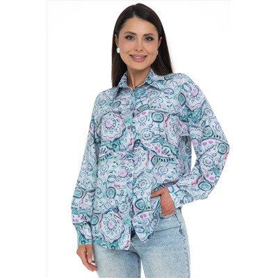 Рубашка голубая с принтом