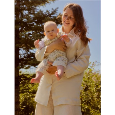 Пижама женская (рубашка, шорты) SL HOME Linen, молочная