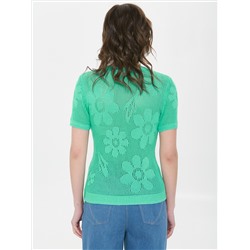 Джемпер вязаный цвета морской воды с короткими рукавами