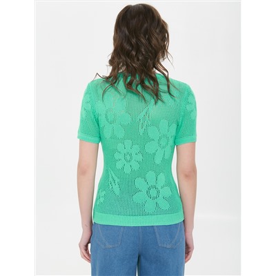 Джемпер вязаный цвета морской воды с короткими рукавами