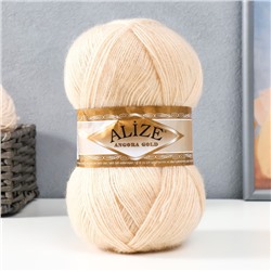 Пряжа для вязания спицами, крючком ALIZE, Angora Gold, 20% шерсть, 80% акрил, 550 м/100 г, (67 молочно-бежевый)