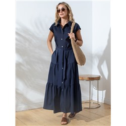 Платье А-силуэта с поясом из легкого хлопкового поплина