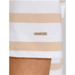 Свободная футболка в полоску с принтом из премиального хлопка с эластаном