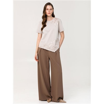 Блуза бежевая с кружевом