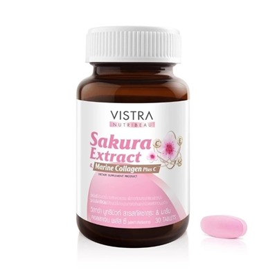 Омолаживающий комплекс с морским коллагеном и экстрактом сакуры Vistra Sakura extract 30 таблеток