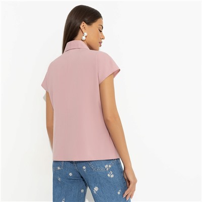 Блуза с драпировкой на запах, На пике изящества (розовая)