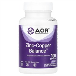 Advanced Orthomolecular Research AOR, Zinc-Copper Balance, 100 вегетарианских капсул