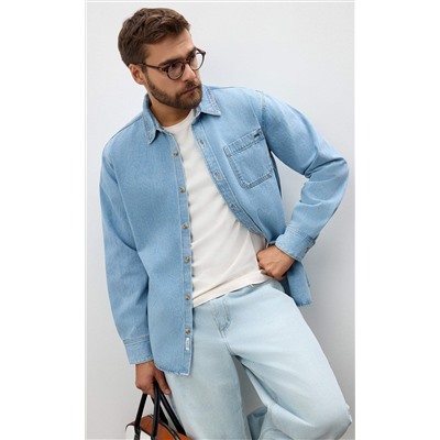 Рубашка джинс P311-1241 middle blue