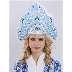 Кокошник Русская Красавица Бело-голубой