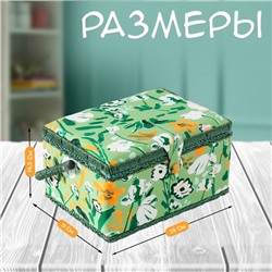 Шкатулка для рукоделия и шитья «Летние цветы на зелёном», хранение ниток, иголок, мелочи, 19х26х14,5 см