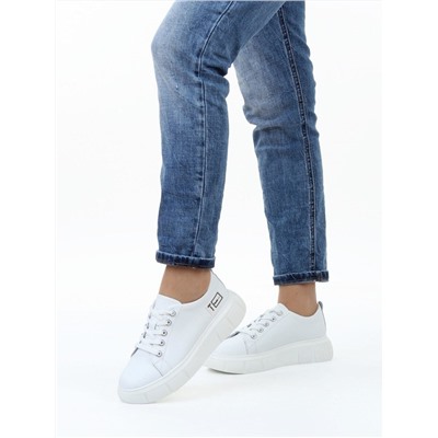 03-YD271-1 WHITE Полуботинки спортивные женские (натуральная кожа)