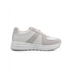 03-A1020-9 WHITE/GRAY Кроссовки женские (натуральная кожа, натуральная замша)