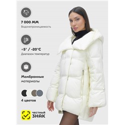 Куртка зимняя женская с большим капюшоном модная бежевого цвета 7739B