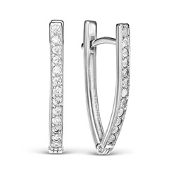 Серебряные серьги 925 пробы с бесцветными фианитами - 676
