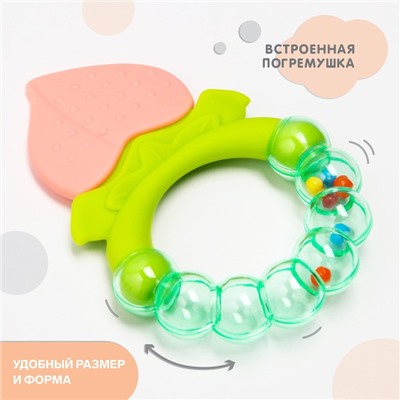 Прорезыватель силиконовый Крошка Я «Персик», с погремушкой, от 3 мес.