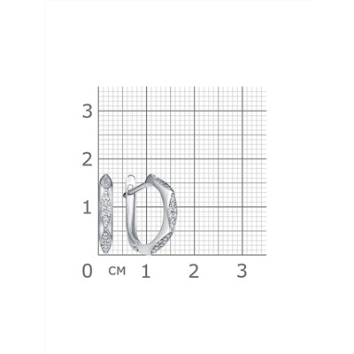 Серьги с фианитом родированные серебро 925*