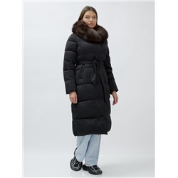 Пальто женское зимние с мехом песец люкс класса черного цвета 611_1Ch