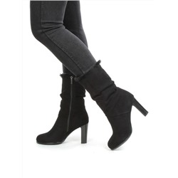 F16-181M BLACK Полусапоги зимние женские (натуральная замша, натуральный мех (полностью))