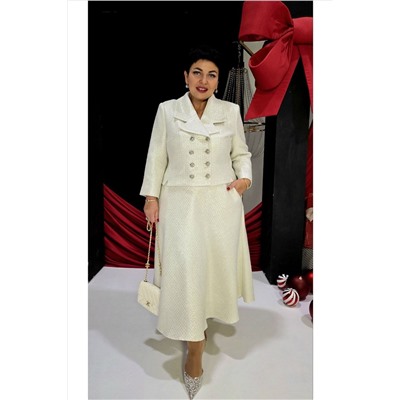 Жакет, юбка Vittoria Queen 27223 молочно-серебристый