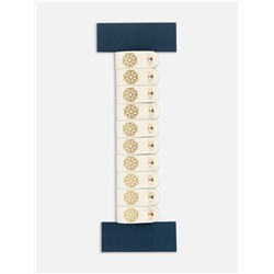 Бирка с кнопкой «Мандала» TEIRA, с тиснением, 8×1.5 см, 10 шт., цвет золотой, молочный