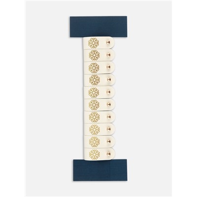 Бирка с кнопкой «Мандала» TEIRA, с тиснением, 8×1.5 см, 10 шт., цвет золотой, молочный