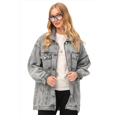 Женская удлиненная джинсовая куртка оверсайз Happyfox