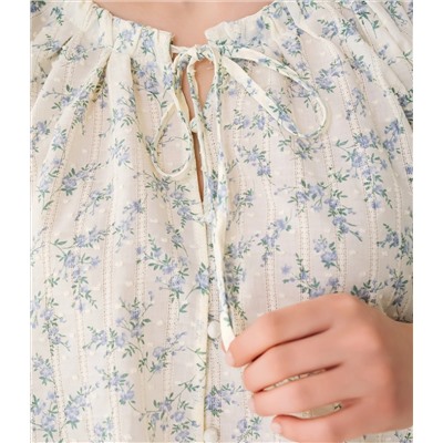 Блуза #КТ197 (1)-2, голубой, кремовый