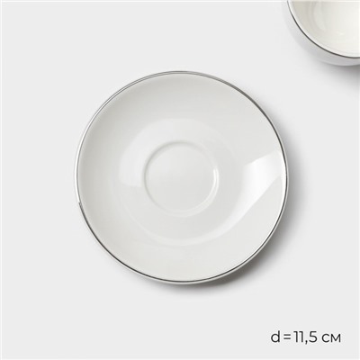 Кофейная пара фарфоровая Magistro La Perle, 2 предмета: чашка 100 мл, блюдце d=11.5 см, цвет белый