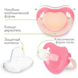 Соска - пустышка силиконовая анатомическая Крошка Я, от 0 мес., розовый