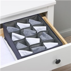 Органайзер для хранения белья LaDо́m, 12 ячеек, 32×24×12 см, графитовый