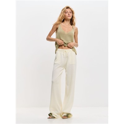 Брюки палаццо с карманами, Молочный