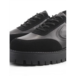 03-XKL23-169R BLACK Полуботинки утепленные женские (натуральная кожа, натуральная замша, байка)