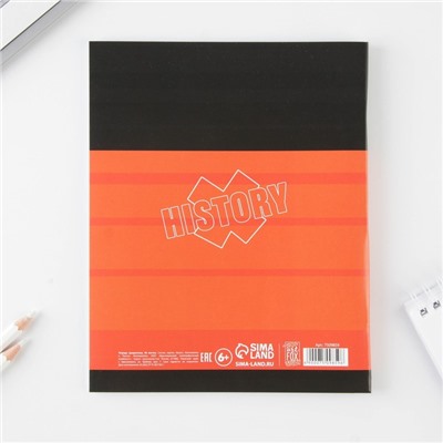 Тетрадь в клетку, предметная, 48 л., на скрепке, А5 «ШРИФТЫ. История»