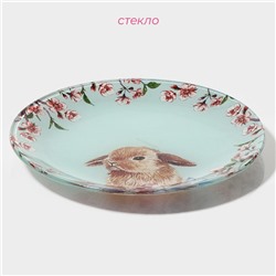 Тарелки Доляна «Кролик», 19 предметов: 6 десертных тарелок, 6 обеденных тарелок, 6 мисок, салатник, стекло, голубые