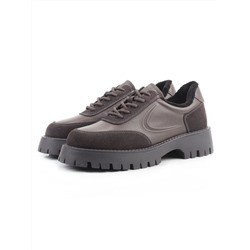 03-XKL23-171R DK.GRAY Полуботинки утепленные женские (натуральная кожа, натуральная замша, байка)