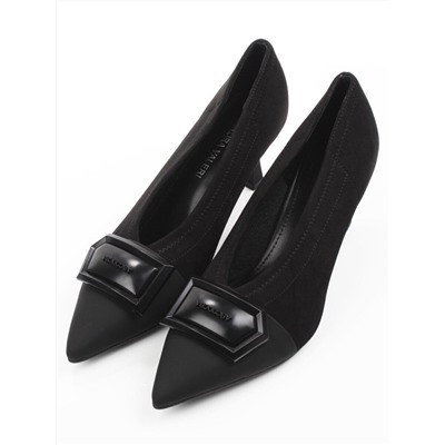 06-P1-7538 BLACK Туфли женские (замша-стрейч искусственная)