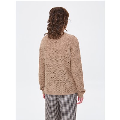 Джемпер вязаный бежевый с длинными рукавами