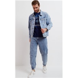 Футболка мужская с принтом F211-06-718 тёмно-синяя