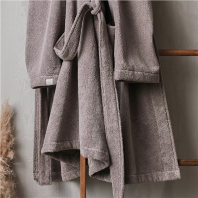 Халат махровый мужской SL HOME: Basic «Софт Мист», размер S, хлопок 100%, серый