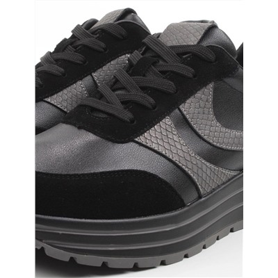 03-A1003-4 BLACK Кроссовки женские (натуральная кожа, натуральная замша)