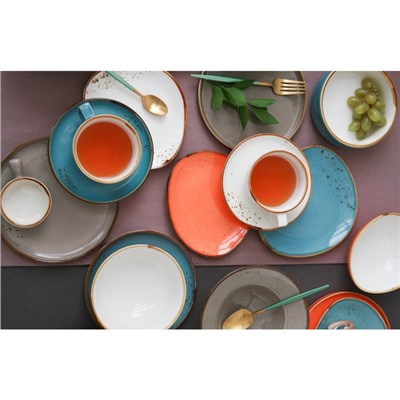 Чайная пара Magistro «Церера», 2 предмета: чашка 250 мл, блюдце d=16.3 см, фарфор, оранжевая