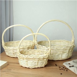 Корзина плетеная 3 штуки белые 37х30х12/32х24х10/26х20х9 см / S/3 22-32 /уп 28/овальная