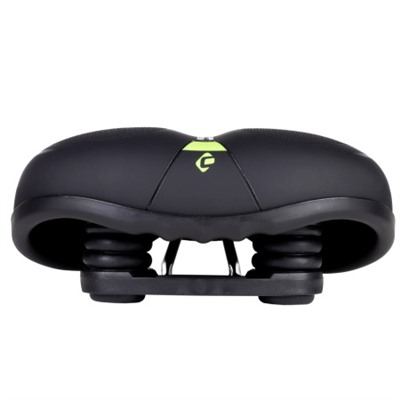 Седло велосипедное комфортное COMIRON TOKYO C012 265x220, Технологии: ED, MEMORY FOAM, Верх: PU с пресс. принтом, Цвет: Чёрный+:Желтый/ АКЦИЯ /уп 20/
